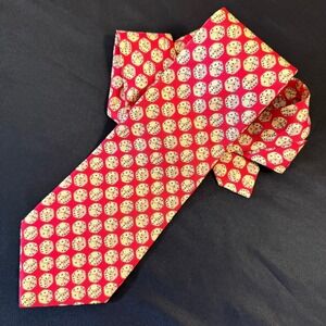 Jim Thompson 100% Thai Silk Tie – Red Geometric Dice Pattern – Luxury Necktie